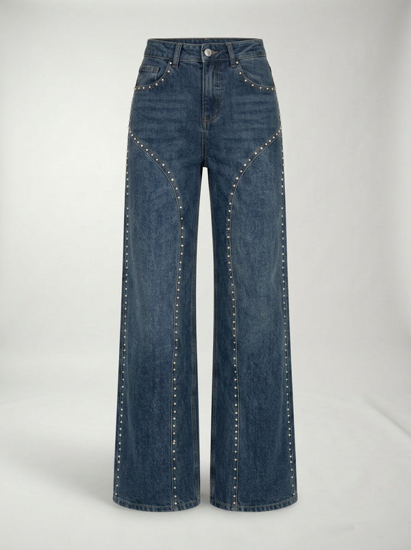 Jeans Dritti con Dettaglio Strass