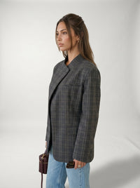 Blazer a Quadri Grigio