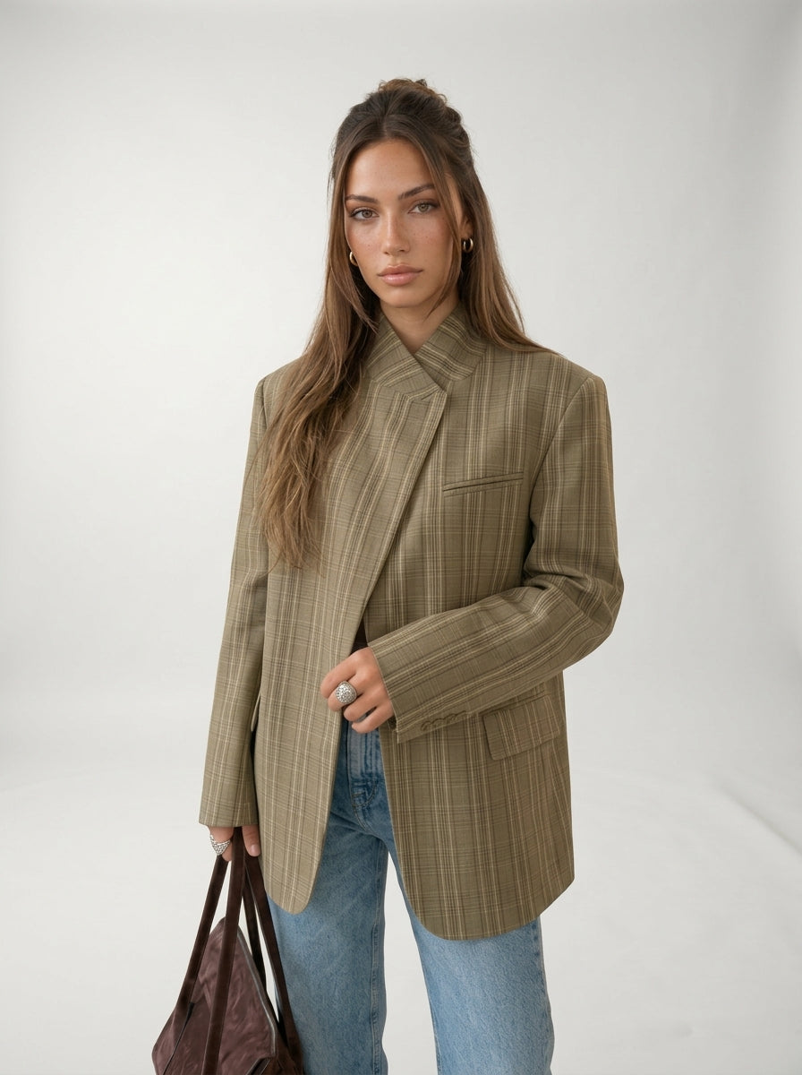 Blazer A Quadri Beige