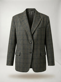 Blazer a Quadri Grigio