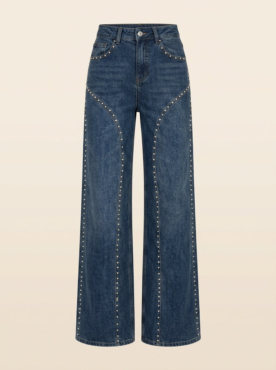 Jean droit orné de STRASS