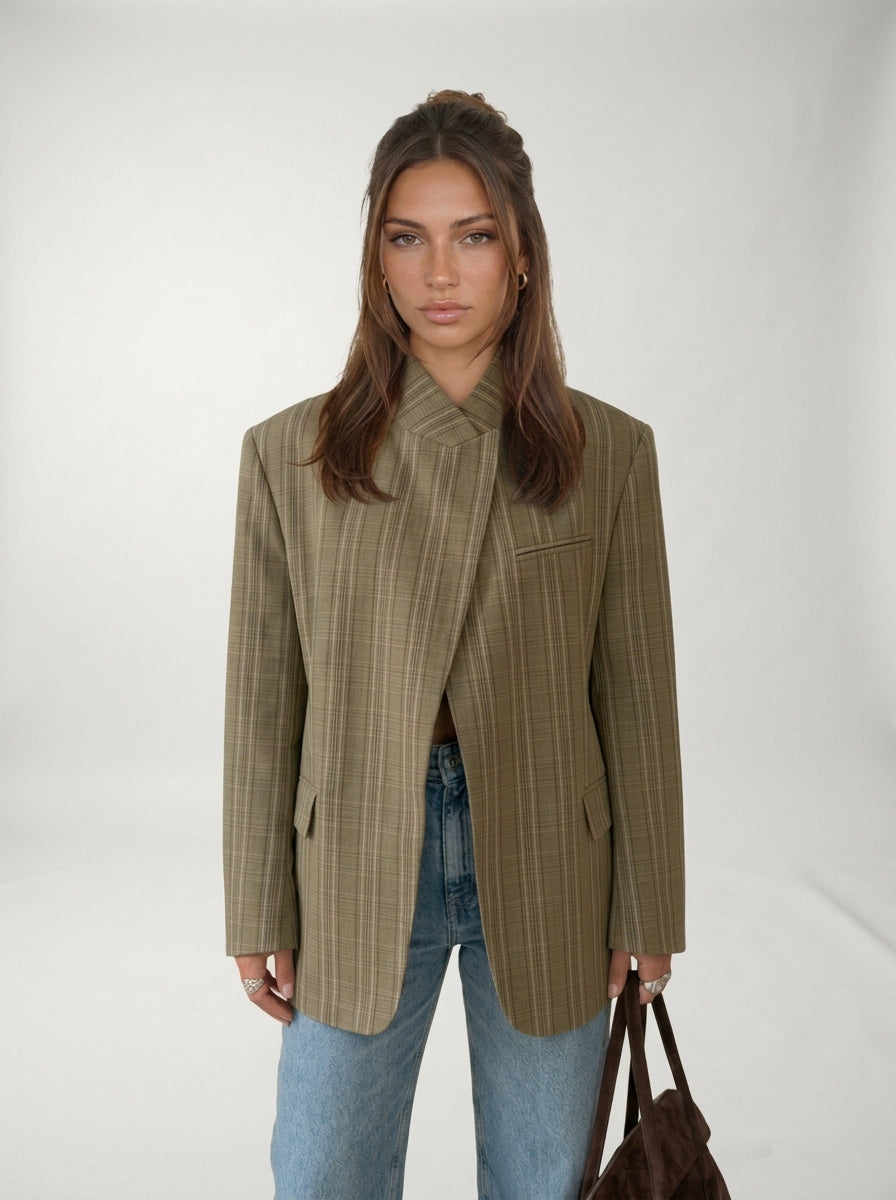 Blazer A Quadri Beige